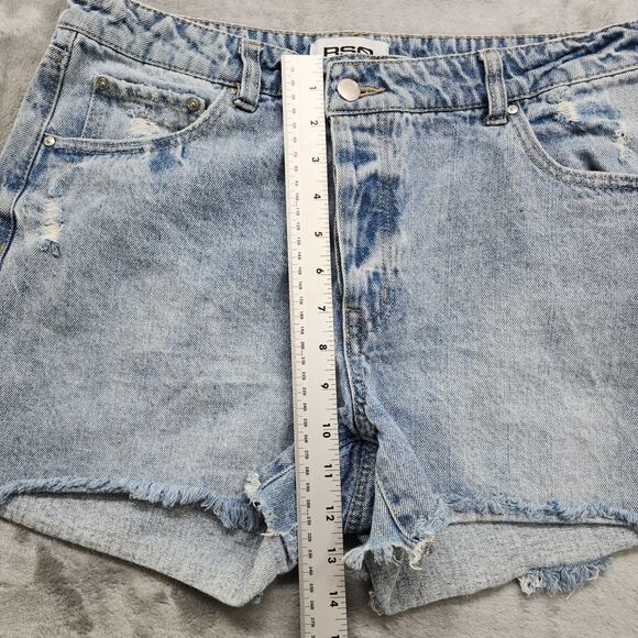 RSQ Shorts Womens 31 Blue Light Wash Distressed Cut Off High Rise Button Fly - Picture 8 of 11